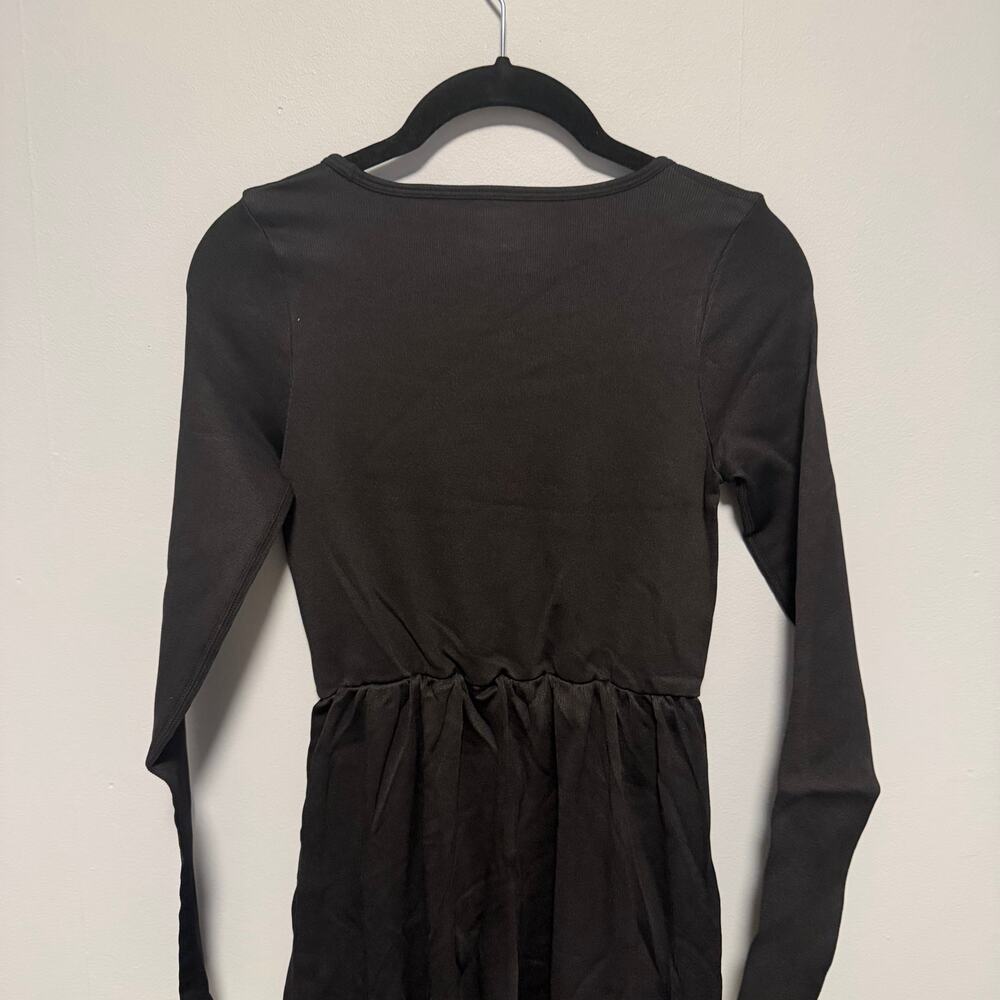 OQQ Black Square Neck Long Sleeve Wide Leg Jumpsuit Small - Picture 3 of 6